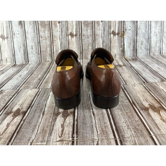 FRATELLI ROSSETTI Pebbled Grain Leather Penny Loafers sz 9.5 c: brown made Italy - Picture 3 of 7